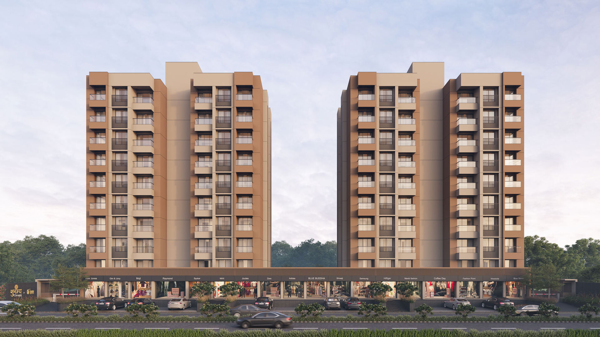 Twin towers elevation