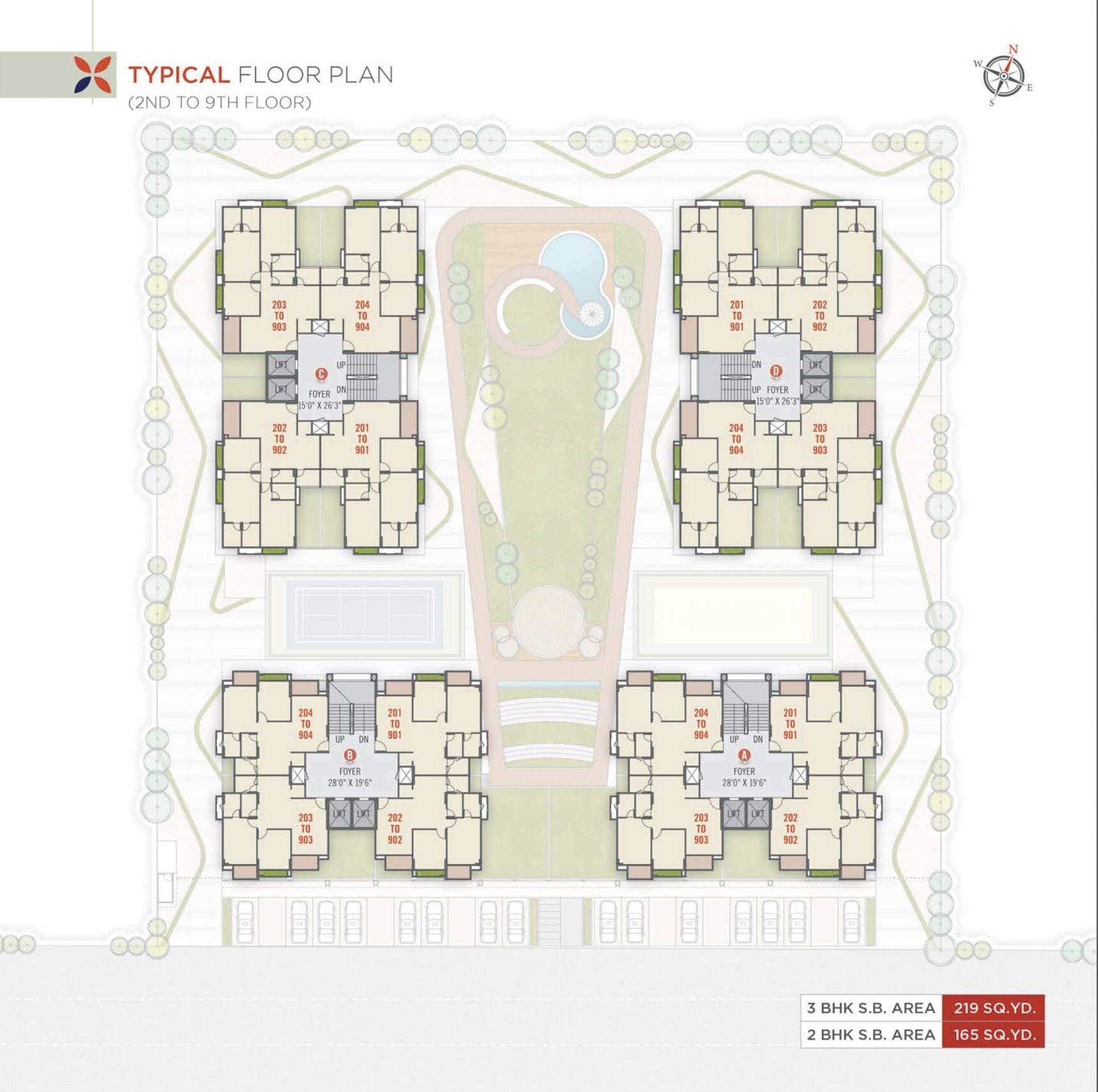 Typical Floor Plan (2nd – 9th)